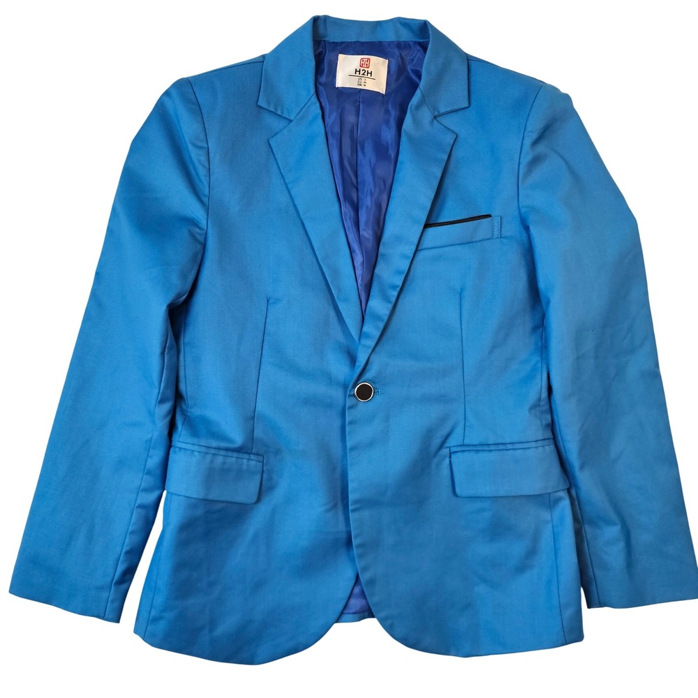 H2H Slim Fit One‎ Button Blazer Jacket Blue Notch Lapel Sport Coat US S